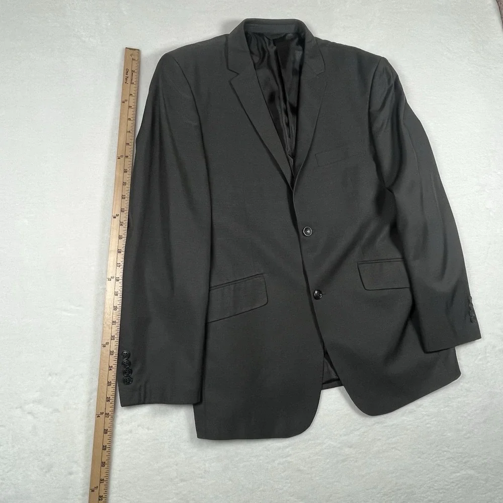 Profile Black Men's Slim Fit 42R Dark Grey Sport Coat Blazer Jacket Poly Blend
